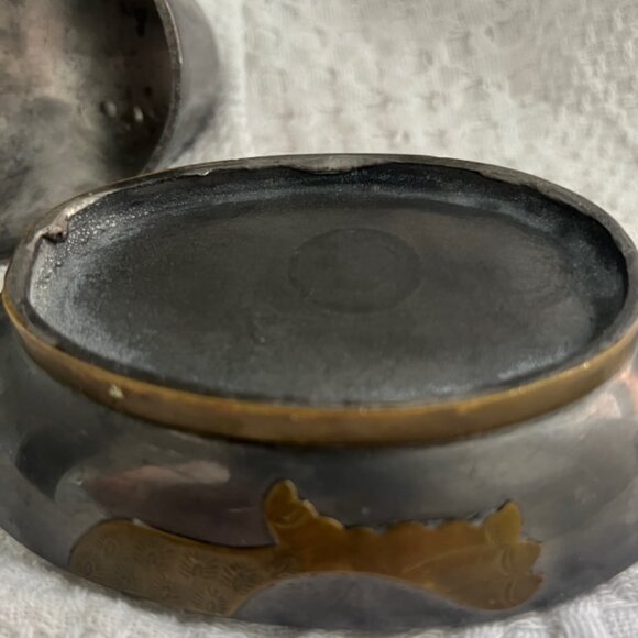 Vintage Pewter / Brass Duck Trinket Box 4.5 in tall **BUNDLE with LG Duck $60* - Picture 10 of 12